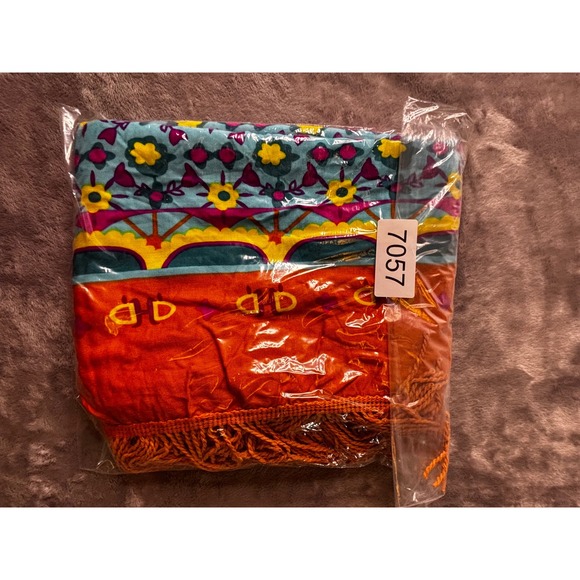 Sunshine On My Shoulders Makes Me Happy Cotton Sarong Wrap Boho Floral Fringe - Picture 8 of 8